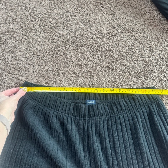 GAP Body Ribbed Wide Leg Pull On Pants Size XL 30 Inseam Mid Rise Pockets Black - Picture 8 of 11